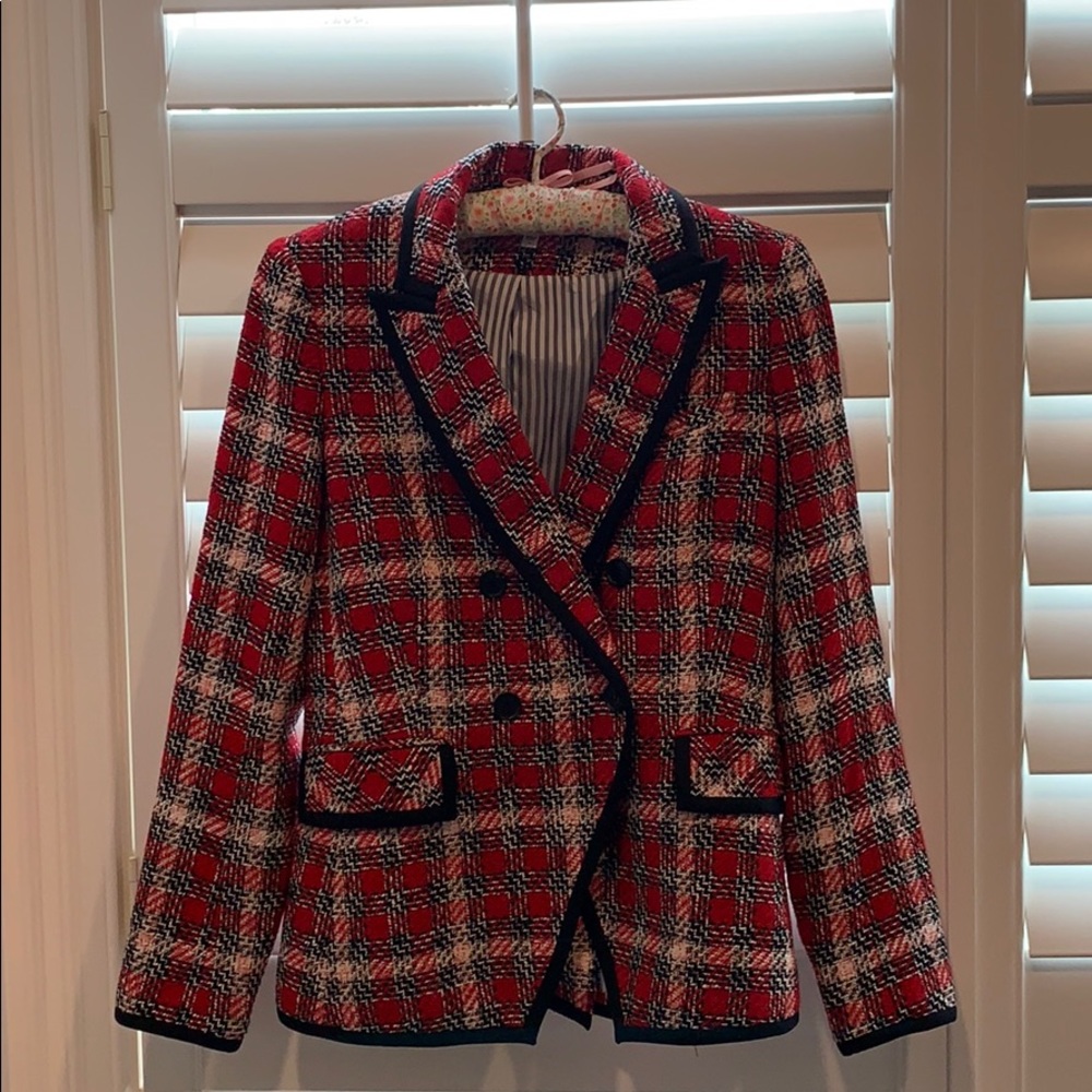 Red and black veronica beard blazer